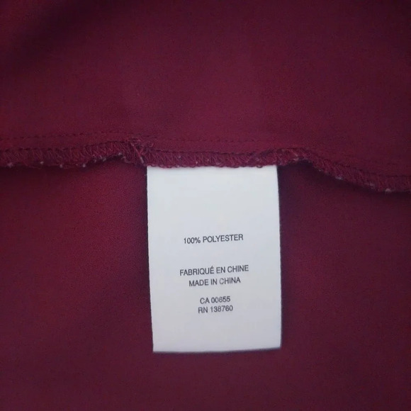Reitmans Bowler  Style Blouse Semi Sheer Burgundy M - Picture 7 of 7